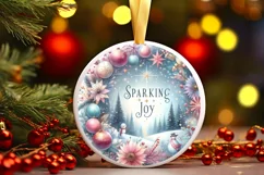 Colorful Pastel Christmas Winter Scene with Sparkling Joy Product Image 2