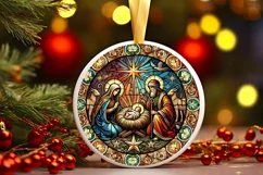 Round Christmas Ornament Sublimation|Clipart Product Image 2