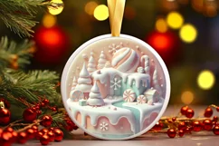 Round Christmas Ornament Sublimation|Clipart Product Image 1