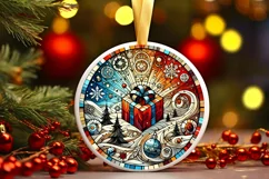 Round Christmas Ornament Sublimation|Clipart Product Image 2