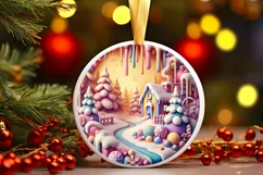 Round Christmas Ornament Sublimation|Clipart Product Image 1