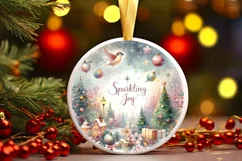 Pastel Snowflake Christmas Scene Sublimation PNG Product Image 2