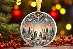 Round Christmas Ornament Sublimation|Clipart Product Image 1