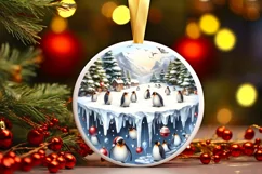 Watercolor Christmas Winter Scene with Penguins PNG Product Image 3