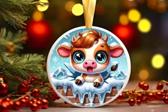 Round Christmas Ornament Sublimation|Clipart Product Image 1
