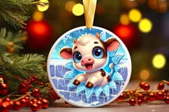 Round Christmas Ornament Sublimation|Clipart Product Image 1
