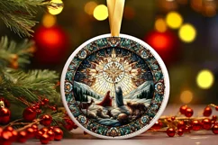 Round Christmas Ornament Sublimation|Clipart Product Image 2