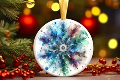 Snow Flake Christmas Round Cute Ornament Sublimation Product Image 2