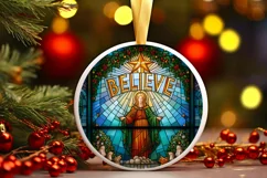 Believe Christmas Round Cute Ornament Sublimation Product Image 2