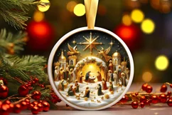 Round Christmas Ornament Sublimation|Clipart Product Image 1