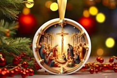 Round Christmas Ornament Sublimation|Clipart Product Image 2