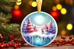 3D Round Melting Winter Scene with Holiday Hugs Ornament PNG Product Image 3