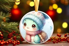 Cute Baby Turtle Winter Clothes Cloud PNG Product Image 3