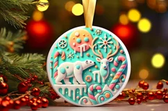 Round Christmas Ornament Sublimation|Clipart Product Image 2