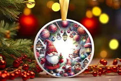 Christmas Gnome Round Ornament PNG Product Image 1