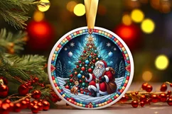 Round Christmas Ornament Sublimation|Clipart Product Image 1