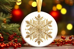 Snow Flake Christmas Round Cute Ornament Sublimation Product Image 2