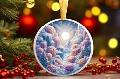 Pastel Molten Candy Winter Scene Ornament PNG Product Image 3