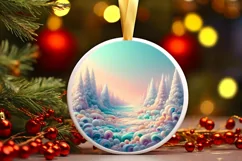 Pastel Molten Candy Winter Scene Ornament PNG Product Image 3