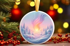 Pastel Molten Candy Winter Scene Ornament PNG Product Image 1