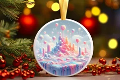 Pastel Molten Candy Winter Scene Ornament PNG Product Image 3