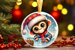 Round Christmas Ornament Sublimation|Clipart Product Image 2