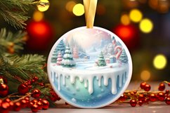 3D Round Melting Winter Scene with Frosty Festivities PNG Product Image 3