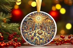 Round Christmas Ornament Sublimation|Clipart Product Image 2