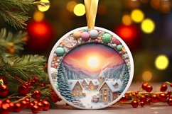 Pastel Christmass Scene Ornament PNG Product Image 3