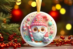 Round Christmas Ornament Sublimation|Clipart Product Image 1