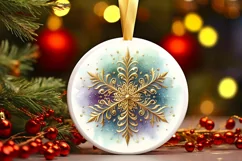Snow Flake Christmas Round Cute Ornament Sublimation Product Image 2