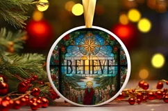 Believe Christmas Round Ornament Sublimation Product Image 2