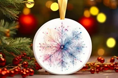 Snow Flake Christmas Round Cute Ornament Sublimation Product Image 2