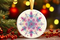 Snow Flake Christmas Round Cute Ornament Sublimation Product Image 2