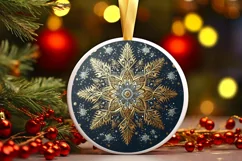 Snow Flake Christmas Round Cute Ornament Sublimation Product Image 2