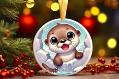 Round Christmas Ornament Sublimation|Clipart Product Image 2
