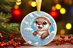 Round Christmas Ornament Sublimation|Clipart Product Image 2