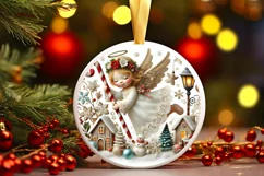 Round Christmas Ornament Sublimation|Clipart Product Image 2