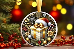 Round Christmas Ornament Sublimation|Clipart Product Image 2