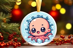 Round Christmas Ornament Sublimation|Clipart Product Image 1