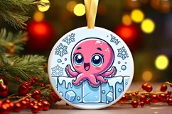 Round Christmas Ornament Sublimation|Clipart Product Image 2