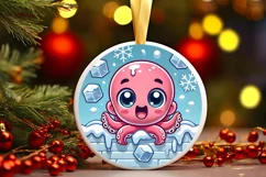 Round Christmas Ornament Sublimation|Clipart Product Image 2