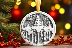 Round Christmas Ornament Sublimation|Clipart Product Image 1