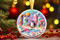Round Christmas Ornament Sublimation|Clipart Product Image 2