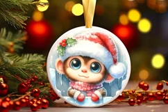 Round Christmas Ornament Sublimation|Clipart Product Image 1