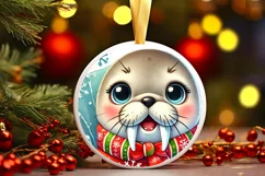 Round Christmas Ornament Sublimation|Clipart Product Image 2