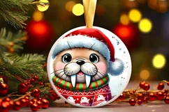 Round Christmas Ornament Sublimation|Clipart Product Image 2