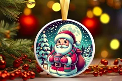 Round Christmas Ornament Sublimation|Clipart Product Image 1