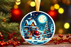 Round Christmas Ornament Sublimation|Clipart Product Image 1