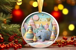 Round Christmas Ornament Sublimation|Clipart Product Image 1